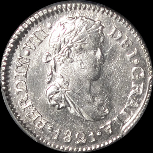 PCGS MS63 1821 NG M Guatemala silver Real, blast white mirror surface