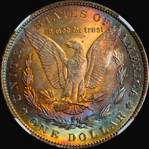 NGC MS62 1889 Morgan Dollar - Amazing reverse toning