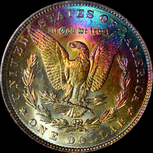 NGC MS63* 1886-P Morgan Dollar - Rainbow toning!!!