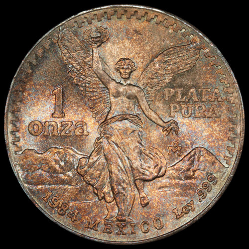 PCGS MS66 1984 Mo Mexico Silver 1 Onza - toned both sides!!!