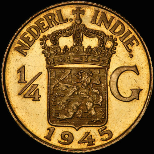 SP64 1945 Netherlands East Indies Pattern 1/4 G in Gold