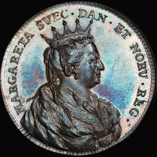 MS65 1728 Sweden Margaret I Silver Medal lovely toned