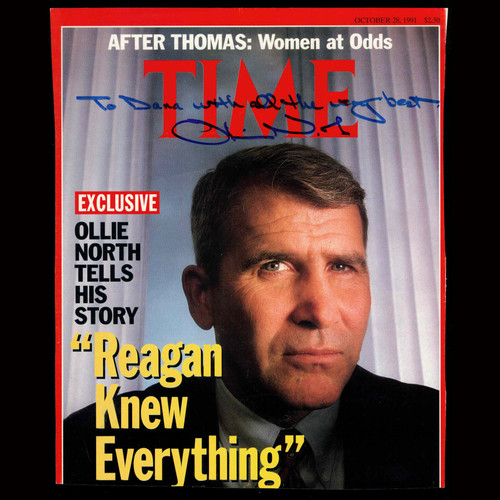 Oliver North Autographed / Signed 8x10 magazine cover Signature