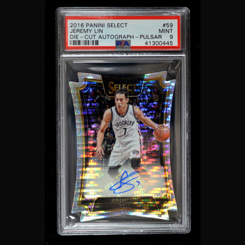 PSA Certified 2016-17 Panini Select Die-Cut Jeremy Lin /35 Pulsar Signed Autograph PSA 9