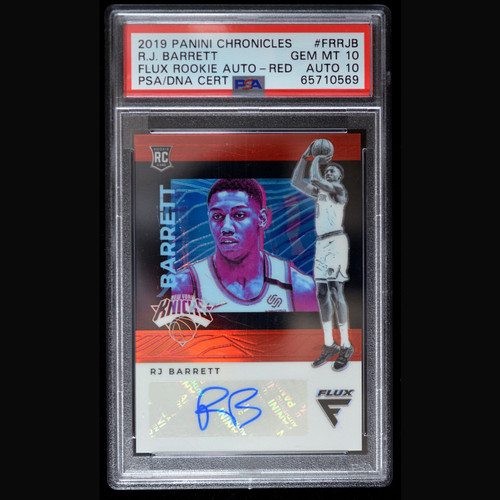 PSA 10 AUTO 10 2019 RJ BARRETT SIGNED PANINI CHRONICLES FLUX RED ROOKIE AUTO RC