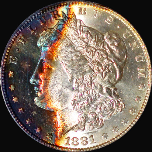 ANACS MS64 1881-S Morgan Dollar Rainbow toning!!