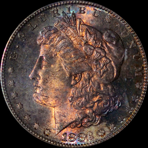 PCGS MS65 1882-S Silver Morgan Dollar - Nice toning both side!!