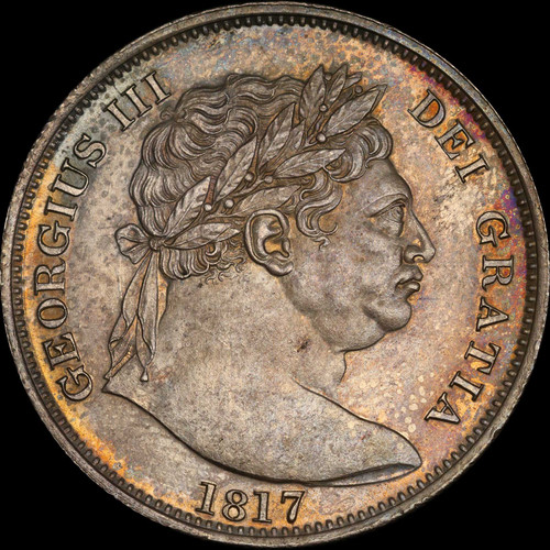 PCGS MS62 1817 GREAT BRITAIN George III. Bull Head Silver Half Crown