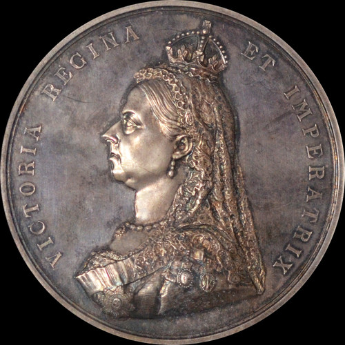NGC MS61 Great Britain 1887 Queen Victoria Golden Jubilee 77 mm Silver Medal