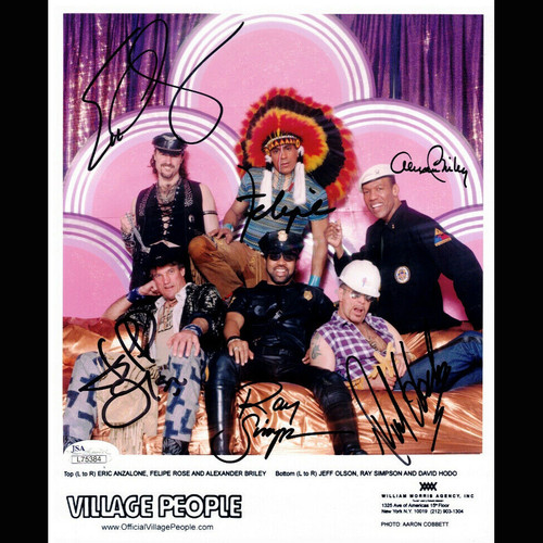 VILLAGE PEOPLE 6 SIGNED 8x10 PHOTO AUTOGRAPH JSA COA YMCA