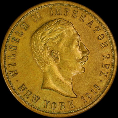 PCGS MS63 1916 US New York Kaiser Wilhelm II Brass Medal