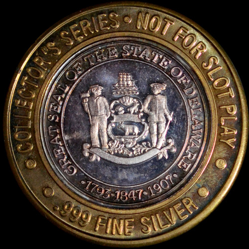 .999 Silver Atlantic City Caesars Palace Limited Edition Ten Dollar Casino Token - Delaware State Seal SM2119