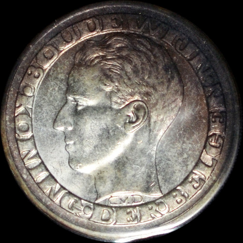 BU 1958 Belgium 50 Francs KM 150.1 .8350 Silver toned in an original red presentation pouch SM2173