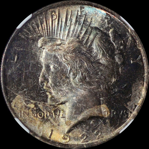 NGC MS63 1922 Silver Peace Dollar Dark Toning