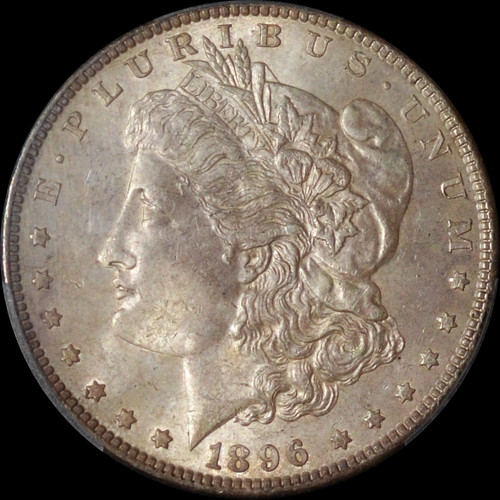 PCGS MS63 1896 Silver Morgan Dollar - lightly toned both side