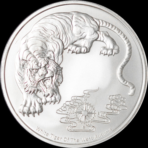 PCGS MS70 2023 Samoa $2 1 oz .999 Silver Four Guardians White Tiger of the West