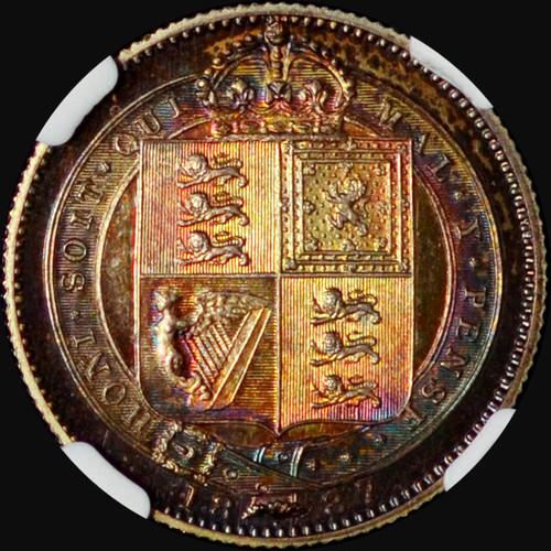 NGC PF61 1887 Great Britain Jubilee Head Proof Silver 1 Shilling - toned!