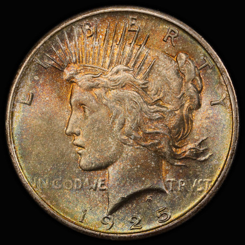PCGS MS65 1925 Peace Silver Dollar beautiful light toning both side!