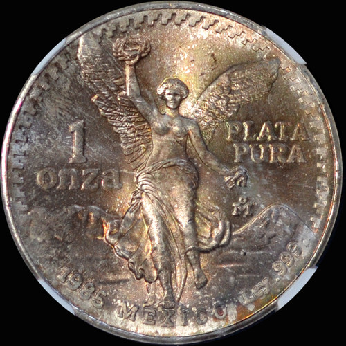NGC MS67 1985 Mo Mexico Libertad Silver 1 Onza Beautiful Toning!