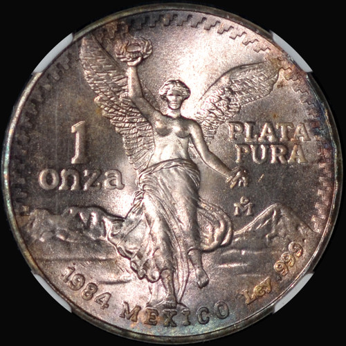 NGC MS67 1984 Mo Mexico 1 Onza Silver Libertad 1 oz .999 Fine Silver Coin toned