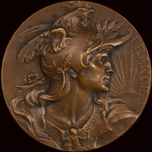 SP64  France School of Fine Arts Marianne in Helmet Bronze Art Medal