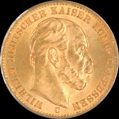 MS65 1873-C Germany Prussia 20 Marks Gold Coin