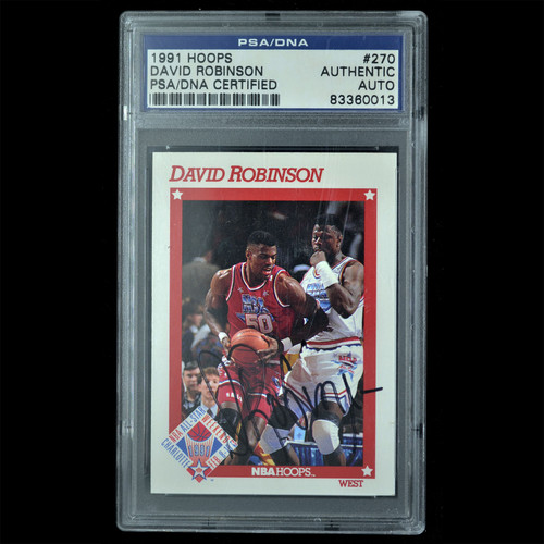 Certified 1991 Hoops David Robinson Signed Basketball trading card Slabbed by PSA