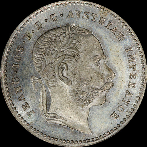 MS66 1868 AUSTRIA Franz Joseph I Silver 20 kreuzer, Highest Graded by PCGS