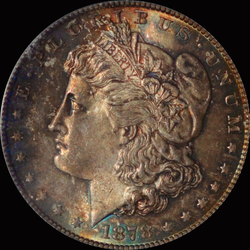 MS64 1878-S Morgan Silver Dollar Fantastic toning OBV and REV