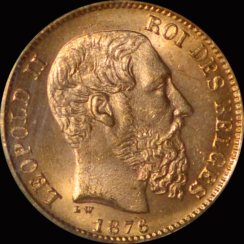 PCGS MS65 1876 Belgium Leopold II gold 20 Francs