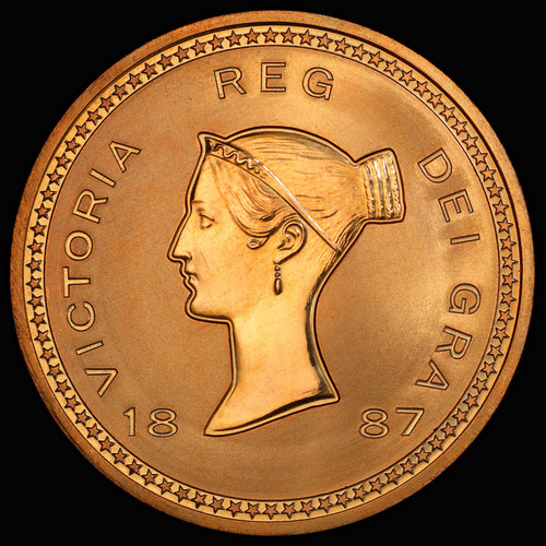PCGS PF-67 Red "1887" GREAT BRITAIN Queen Victoria INA Retro Copper Pattern Crown Restrike