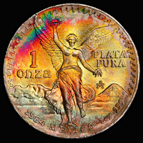 PCGS MS66 1984 Mo Mexico 1 Onza Silver - Gorgeous Monster Toning!