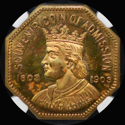 NGC MS63 PL 1904 Louisiana Purchase Exposition, Souvenir of Admission, Serial #27367, Brass Medal , HK-306, R.4