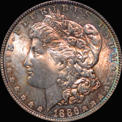 PCGS MS64 1886-P Morgan Dollar - beautiful toning both side