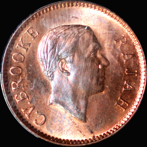 PCGS SP64RD 1929 Sarawak Rajah Charles Vyner Brooke 1 Cent - Ex.King's Norton Mint Collection to Richard Kueh Collection