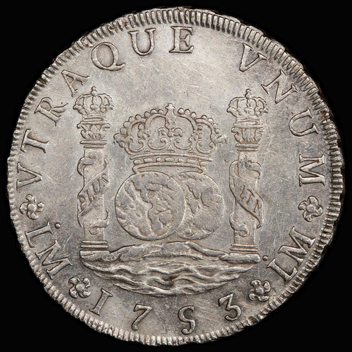 PCGS AU 1753-LM J. PERU Ferdinand VI. 8 Reales,  Lima Mint. BKingdom Collection