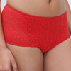 Detail to the poppy red Chantelle Easy Feel Norah High Waisted Brief