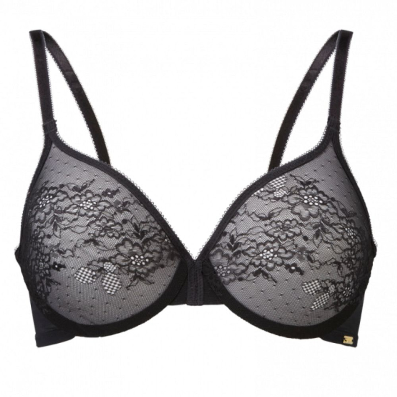 Gossard glossies sheer bra and brief set in light gray