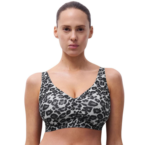 Chantelle SoftStretch Power Non Wired Plunge Bra - Grey Leopard Print Chantelle SoftStretch Power Non Wired Plunge Bra - Grey Leopard Print