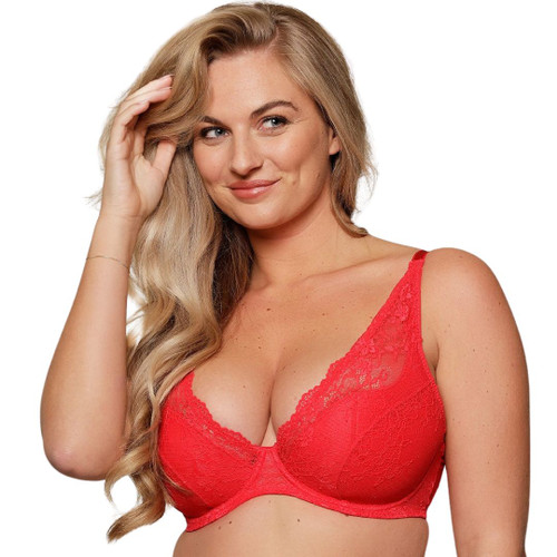 LingaDore Padded PLunge Bra - Red