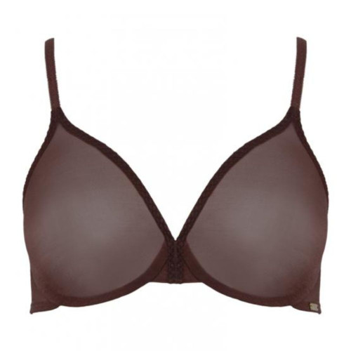 Gossard Glossies Moulded Sheer Bra - rich brown
