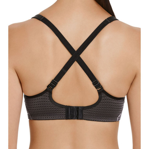 Racer back crossed straps on the Berlei Electrify Mesh Padded Sports Bra