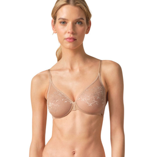 Beige Gossard Glossies Lace Sheer Bra