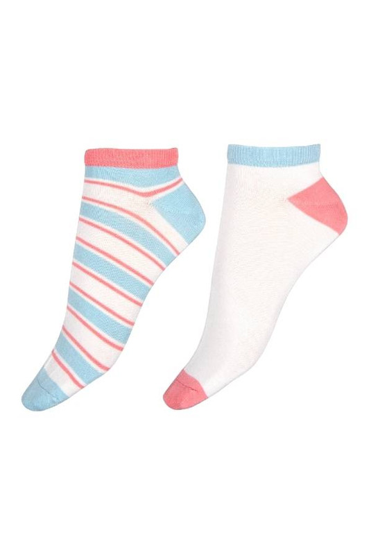 Pretty Polly Wide Stripe Bamboo Trainer Socks For Women - 2 Pairs
