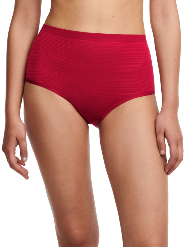 Chantelle SoftStretch Stripes High Waist Briefs - Passion Red