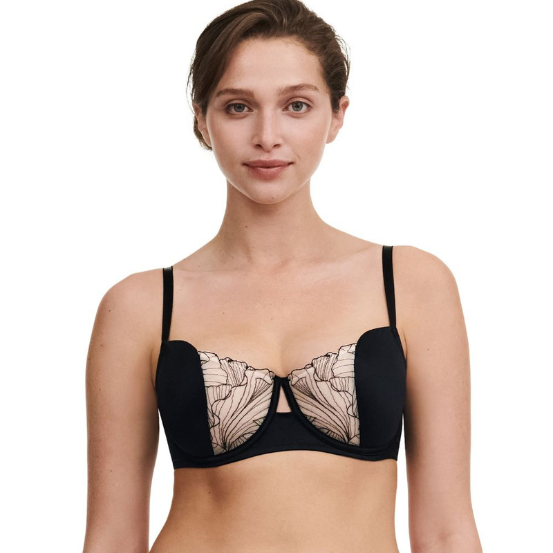 Chantelle Pulp Tattoo Love Half Cup Bra - BlackGolden Beige