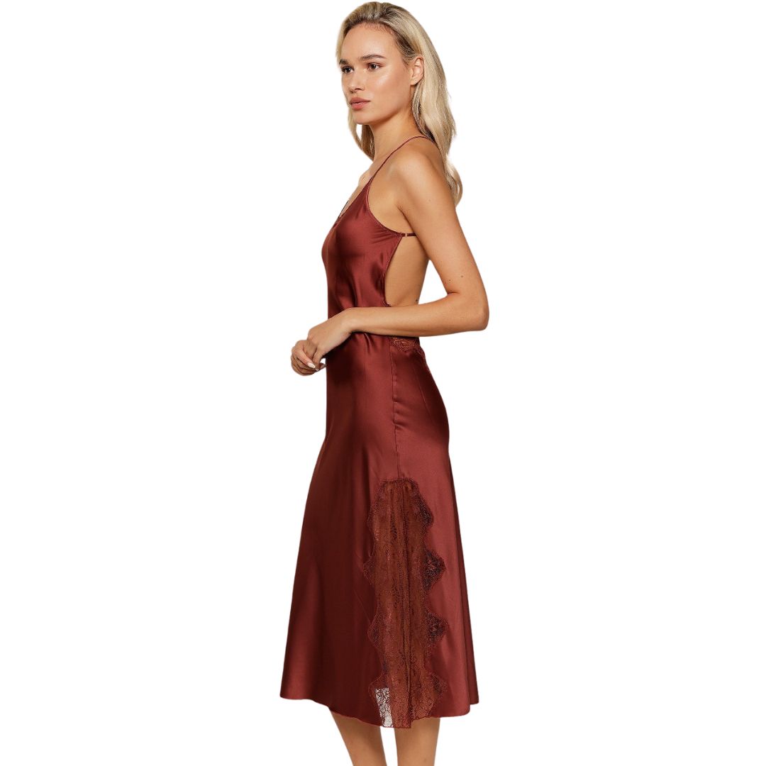 open lace back dress Celena Maxi Dress Burgundy Burnout