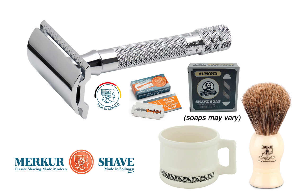 Merkur メルクール 33C + ウェットシェービングセット Merkur - 33C DE Safety Razor Starter Set includes Badger Shave