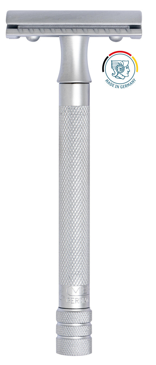 Merkur 22C Long Handle Safety Razor | Matte Chrome German DE Razor