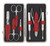 Dreiturm - 7 pc. Manicure Set with Cuticle Nipper, Black/Red Leather Case, Stainless, German, Solingen (672926)